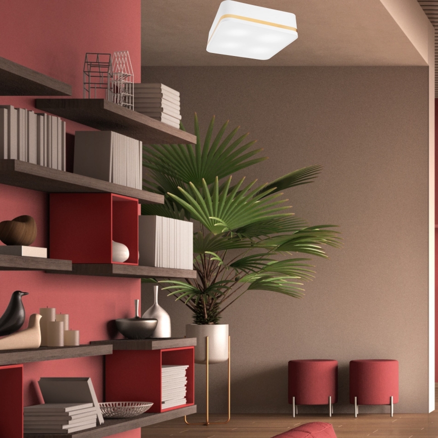 Taklampa SIRJA SQUARE 4xE27/60W/230V 45x45 cm vit