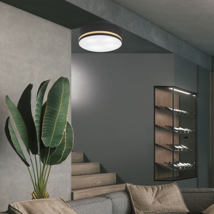 Taklampa SIRJA STRIPE 4xE27/15W/230V diameter 45 cm svart