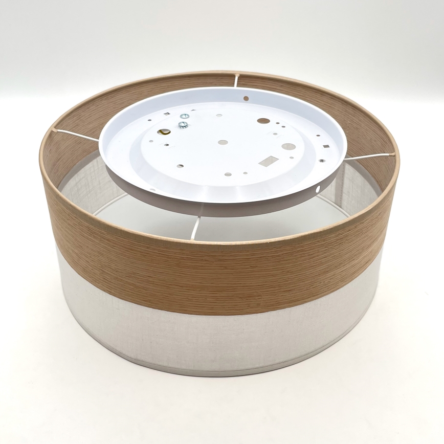 Taklampa SIRJA WOOD 1xE27/15W/230V diameter 35 cm vit/ek