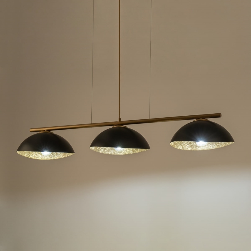 Taklampa på kabel SOLAR 3xE27/60W/230V guld