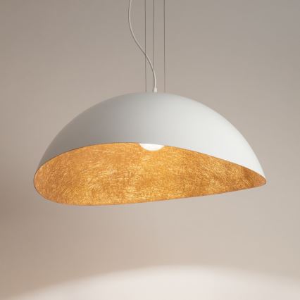 Taklampa på kabel SOLARIS 1xE27/60W/230V Ø 48 cm vit/koppar