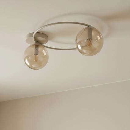 Taklampa SOPRA 2xE14/10W/230V beige/rökbeige