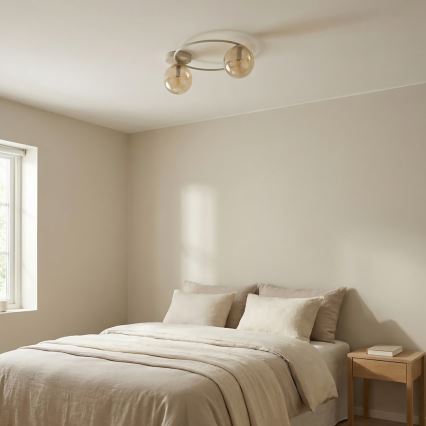 Taklampa SOPRA 2xE14/10W/230V beige/rökbeige