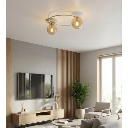 Taklampa SOPRA 2xE14/10W/230V beige/rökbeige