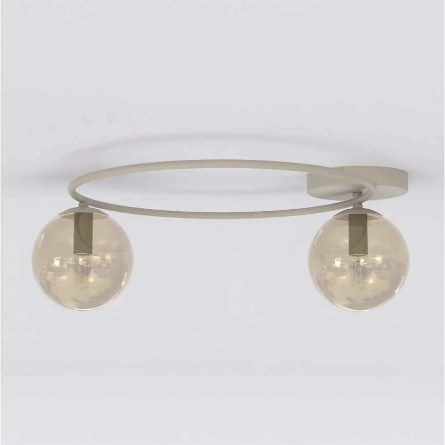 Taklampa SOPRA 2xE14/10W/230V beige/rökbeige