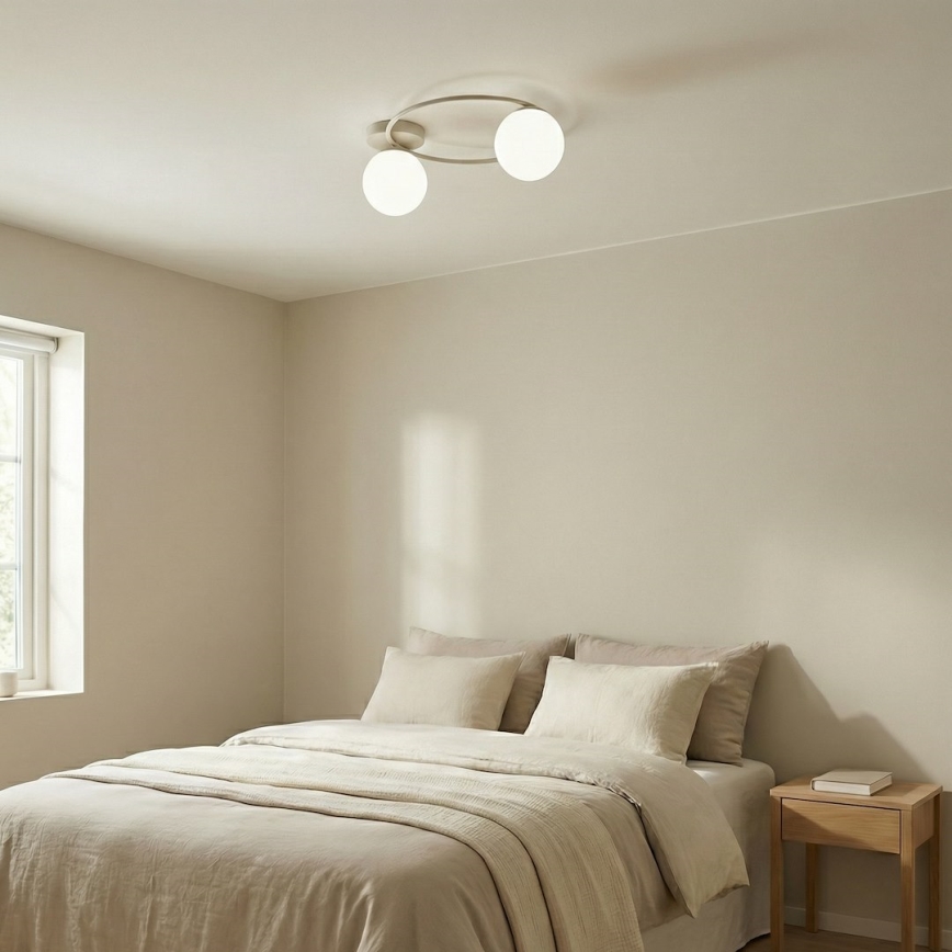 Taklampa SOPRA 2xE14/10W/230V beige/vit