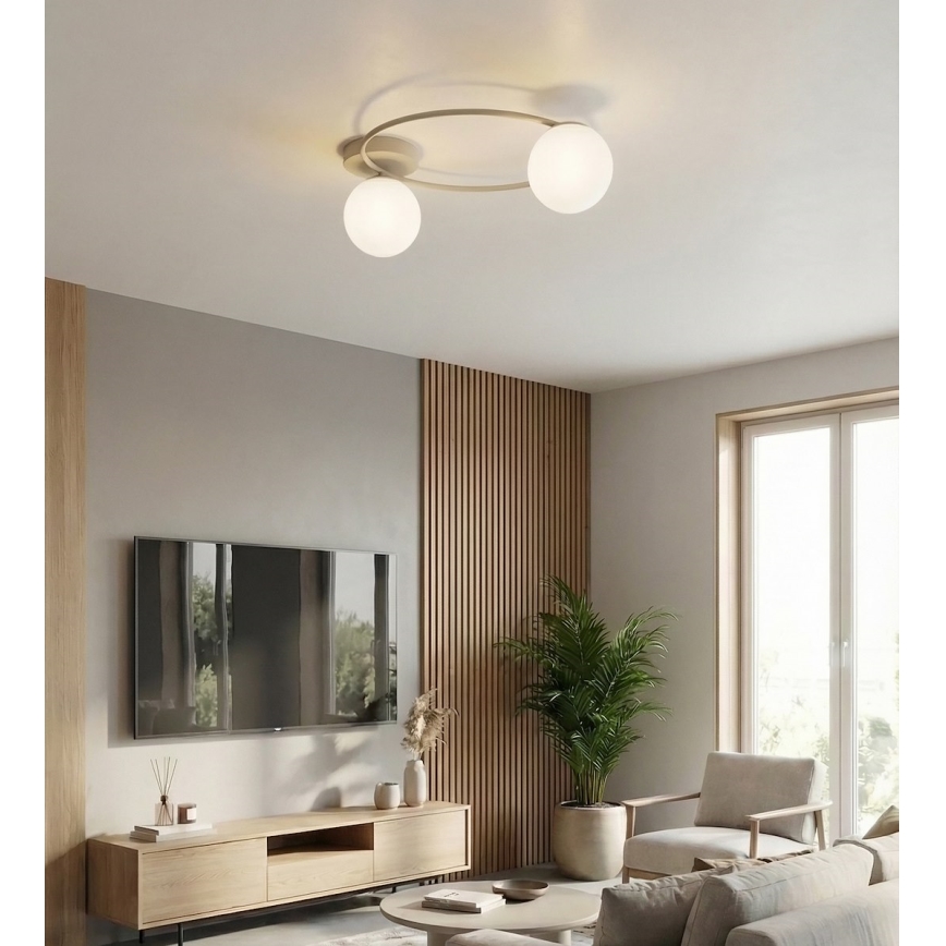 Taklampa SOPRA 2xE14/10W/230V beige/vit