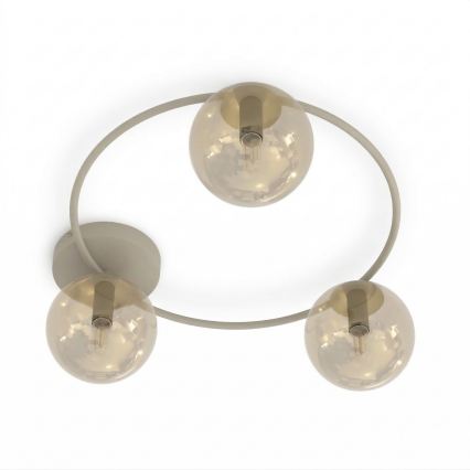 Taklampa SOPRA 3xE14/10W/230V beige/rökbeige