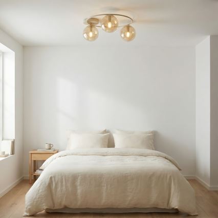 Taklampa SOPRA 3xE14/10W/230V beige/rökbeige