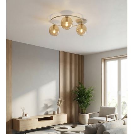 Taklampa SOPRA 3xE14/10W/230V beige/rökbeige