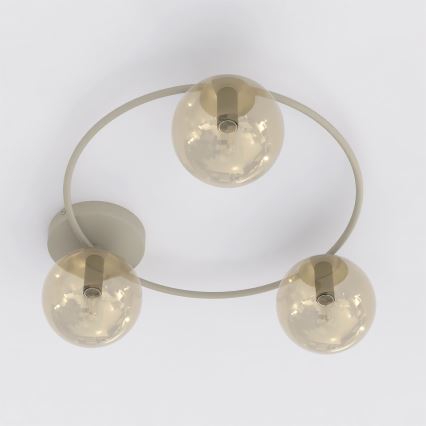 Taklampa SOPRA 3xE14/10W/230V beige/rökbeige
