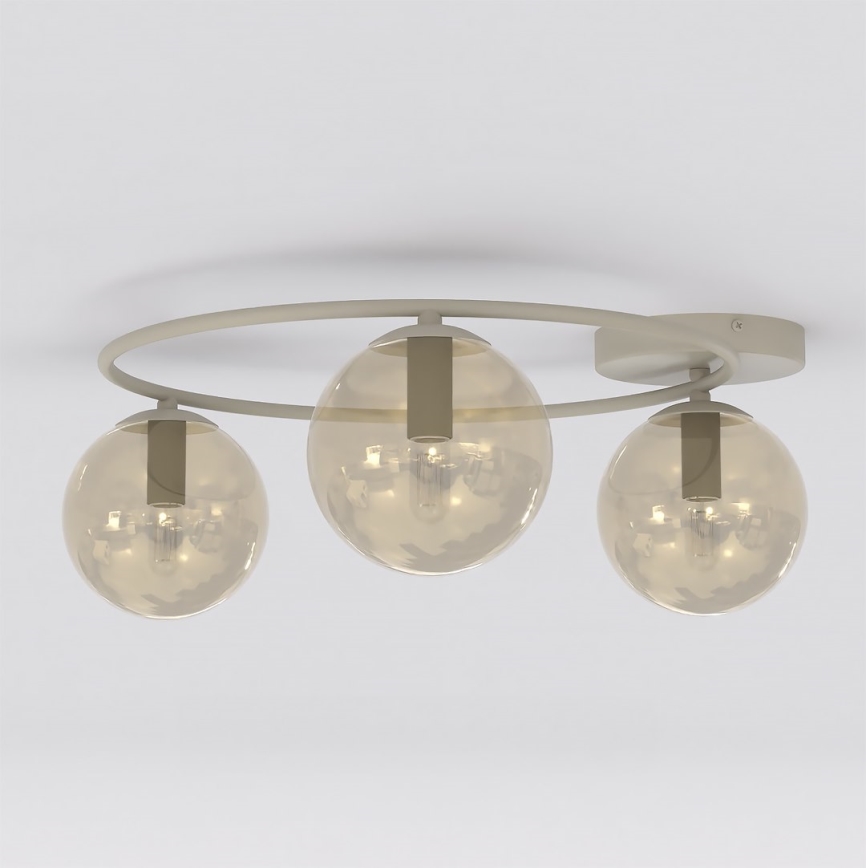 Taklampa SOPRA 3xE14/10W/230V beige/rökbeige