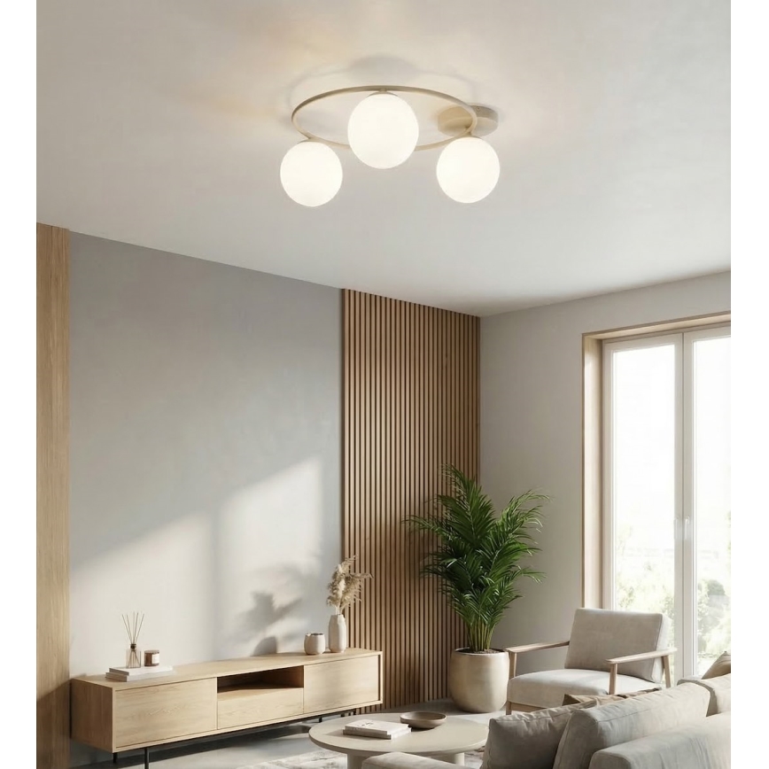Taklampa SOPRA 3xE14/10W/230V beige/vit