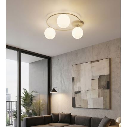 Taklampa SOPRA 3xE14/10W/230V beige/vit