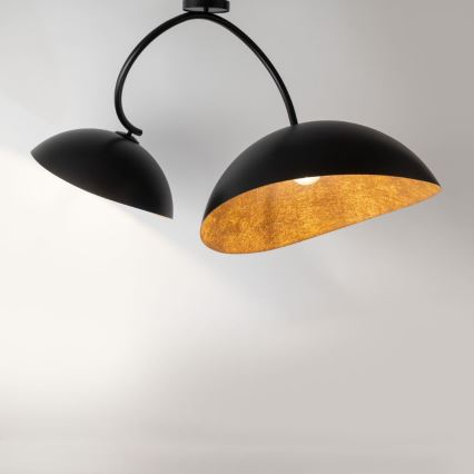 Taklampa på stång SPACE 2xE27/60W/230V svart/koppar