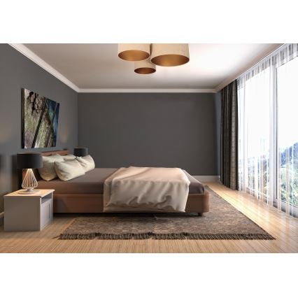 Taklampa SPACE 3xE27/60W/230V beige/guld