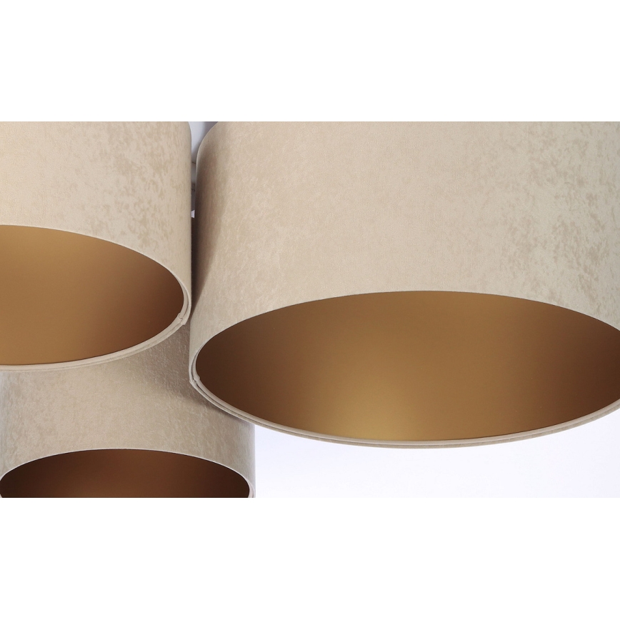 Taklampa SPACE 3xE27/60W/230V beige/guld