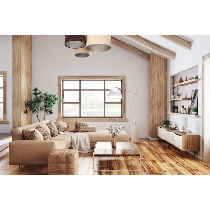 Taklampa SPACE 3xE27/60W/230V grädde/brun/beige