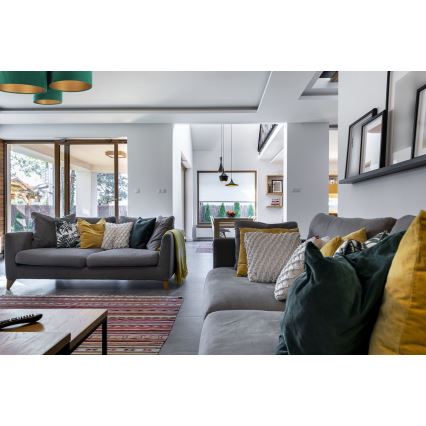 Taklampa SPACE 3xE27/60W/230V grön/guld