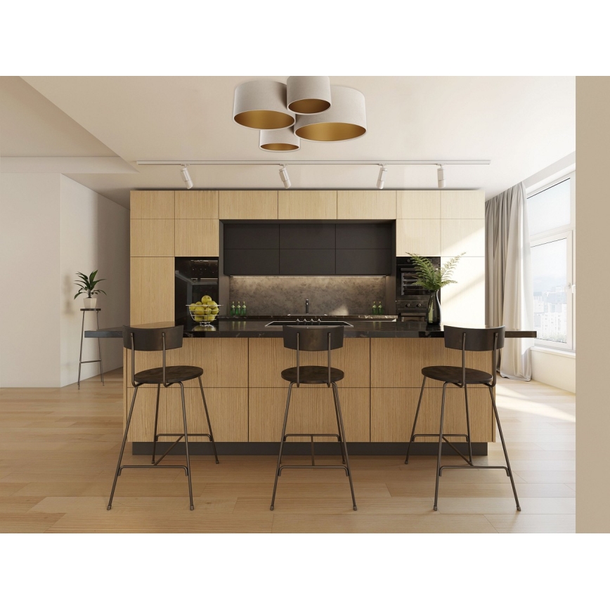 Taklampa SPACE 4xE27/60W/230V beige/guld