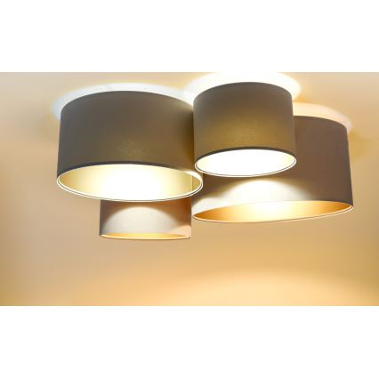 Taklampa SPACE 4xE27/60W/230V beige/guld