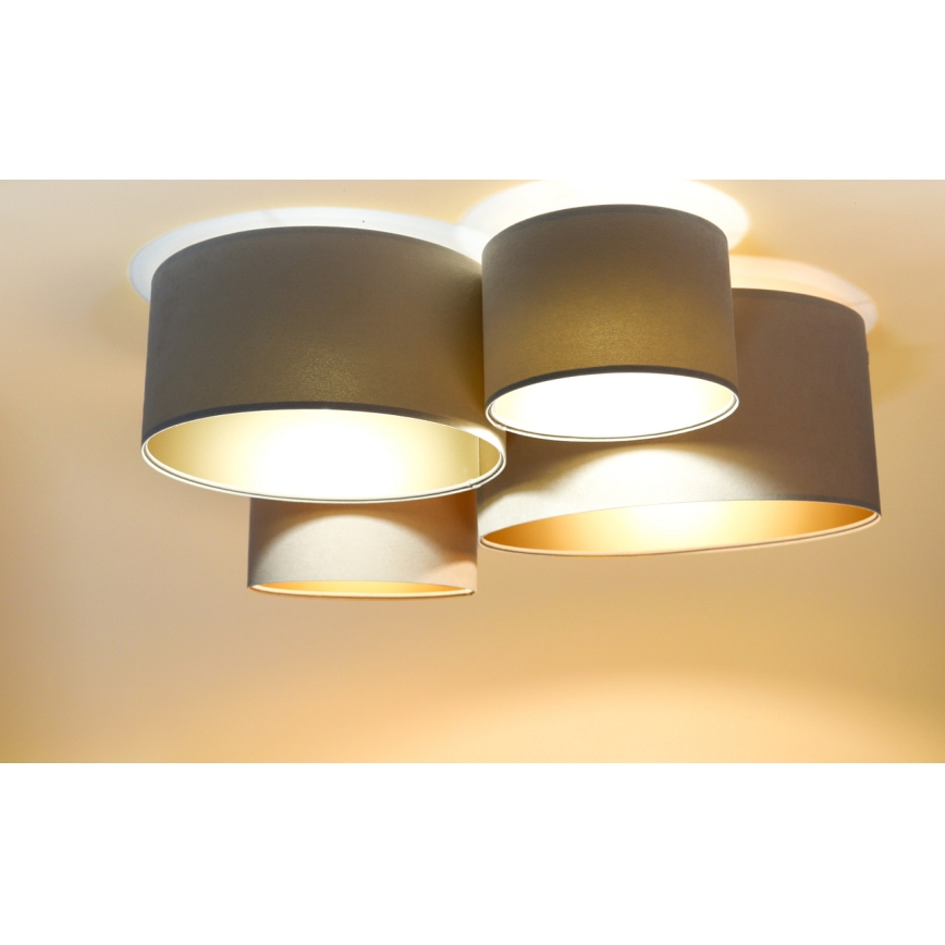 Taklampa SPACE 4xE27/60W/230V beige/guld