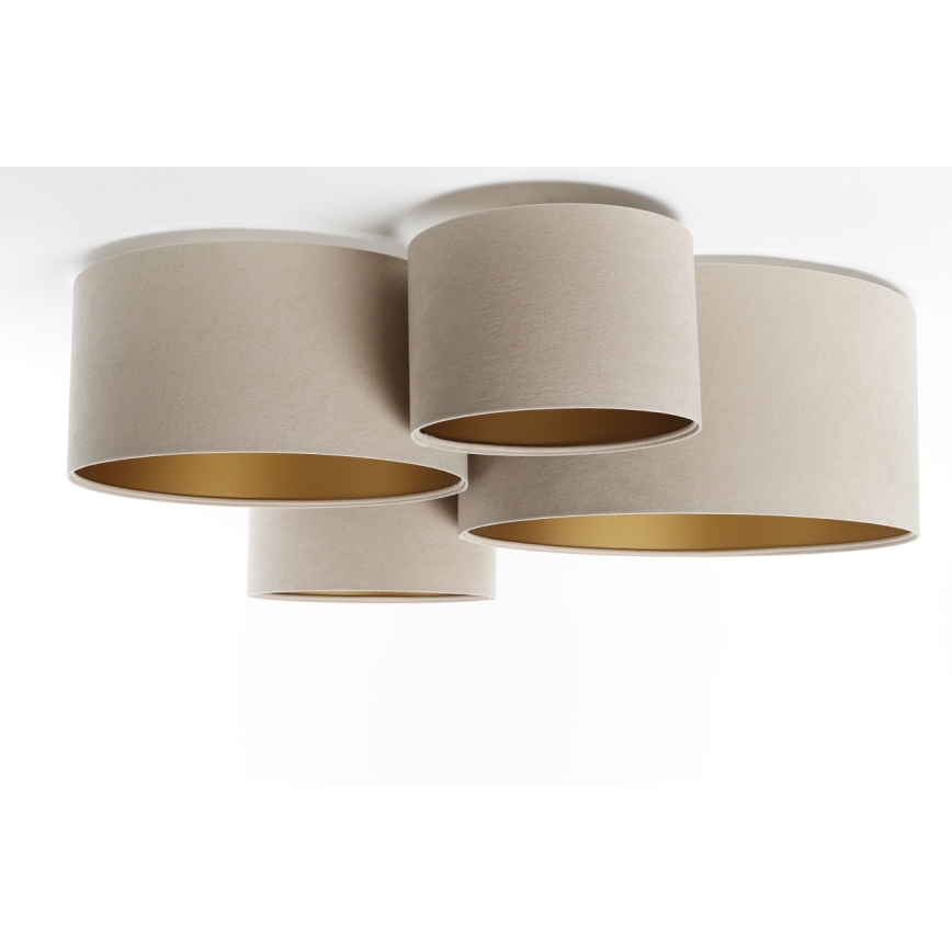 Taklampa SPACE 4xE27/60W/230V beige/guld