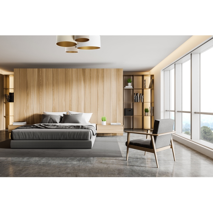 Taklampa SPACE 4xE27/60W/230V beige/vit/guld