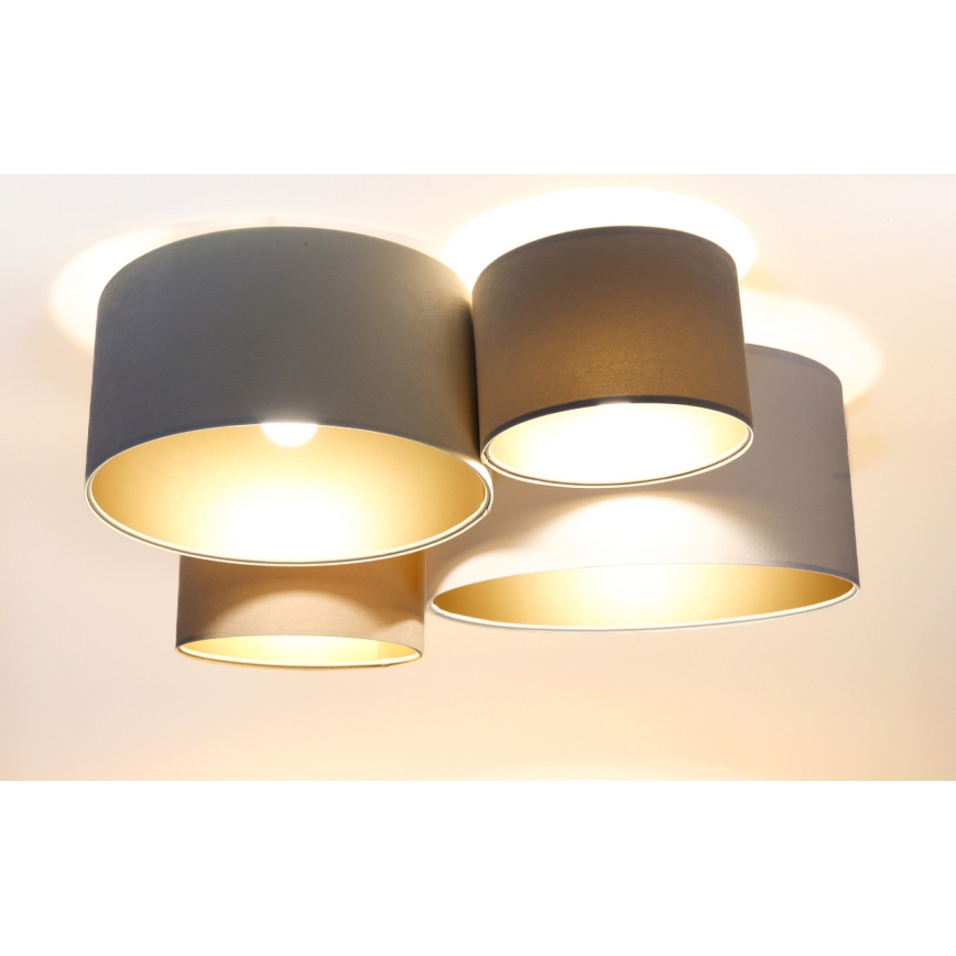Taklampa SPACE 4xE27/60W/230V beige/vit/guld
