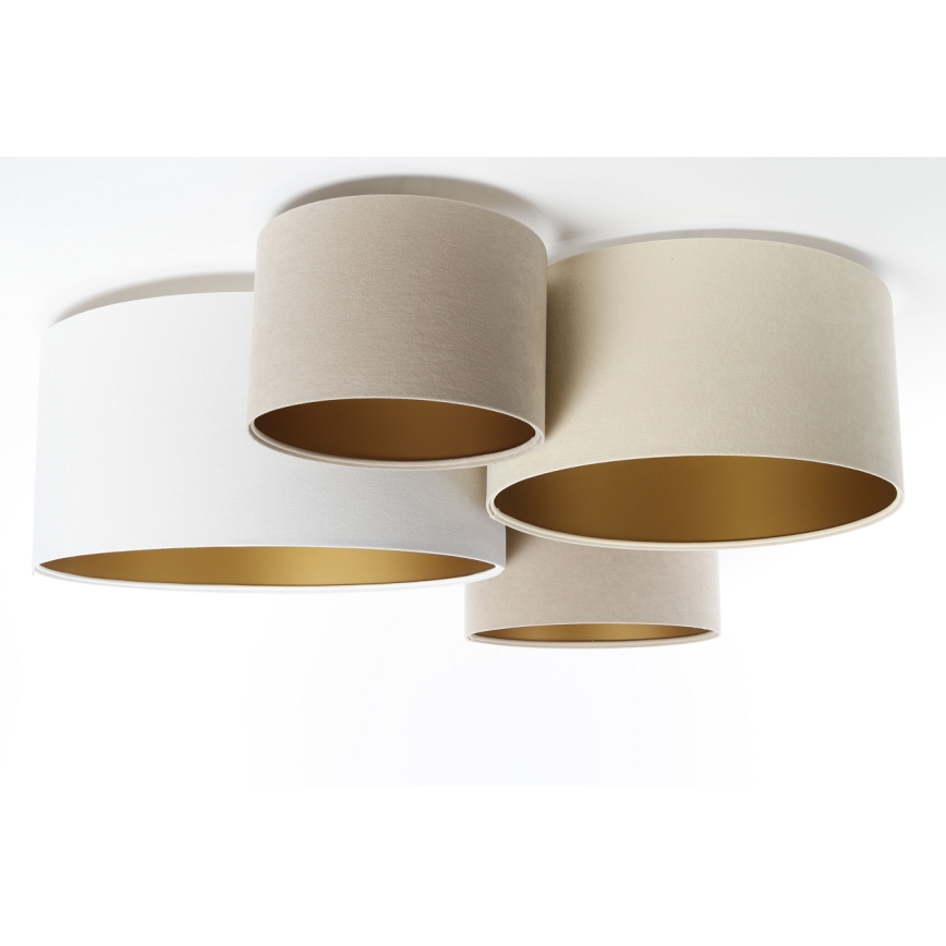 Taklampa SPACE 4xE27/60W/230V beige/vit/guld