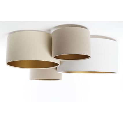 Taklampa SPACE 4xE27/60W/230V beige/vit/guld