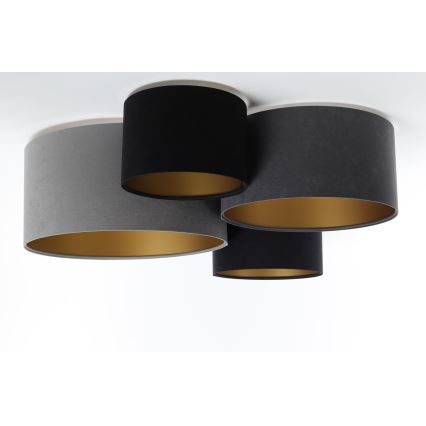 Taklampa SPACE 4xE27/60W/230V grå/svart/guld