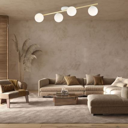 Taklampa SPLENDI 4xE14/10W/230V vit/guld