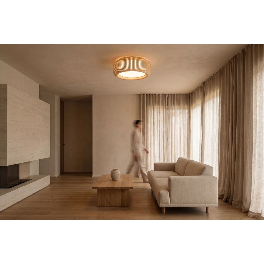 Taklampa STRIPES 2xE27/40W/230V Ø 55 cm krämvit/vit
