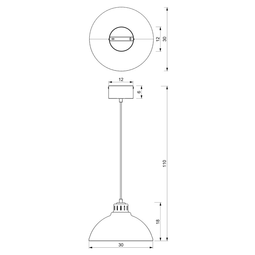 Taklampa på kabel SVEN 1xE27/15W/230V röd