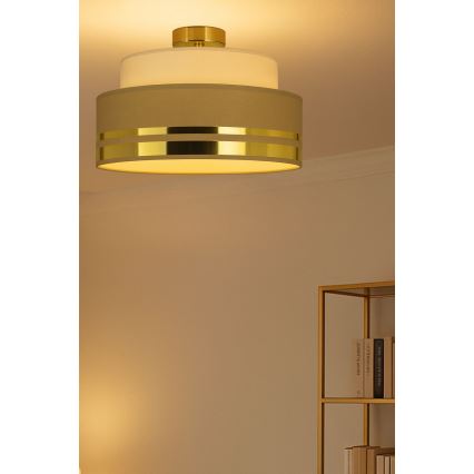 Taklampa TAMI 1xE27/60W/230V diameter 40 cm beige/brun/guld