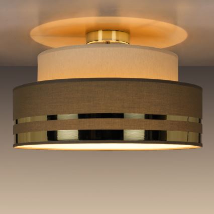 Taklampa TAMI 1xE27/60W/230V diameter 40 cm beige/brun/guld