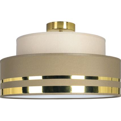 Taklampa TAMI 1xE27/60W/230V diameter 40 cm beige/brun/guld