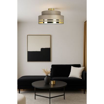 Taklampa TAMI 1xE27/60W/230V diameter 40 cm brun/guld