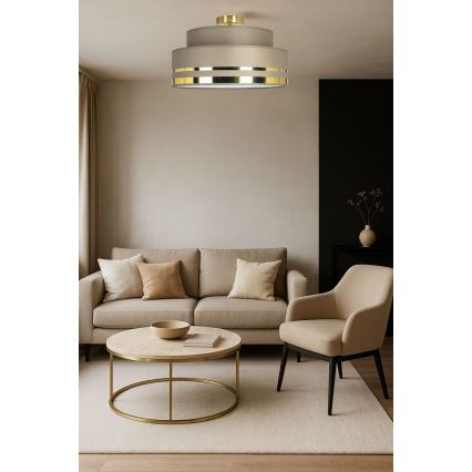 Taklampa TAMI 1xE27/60W/230V diameter 40 cm brun/guld