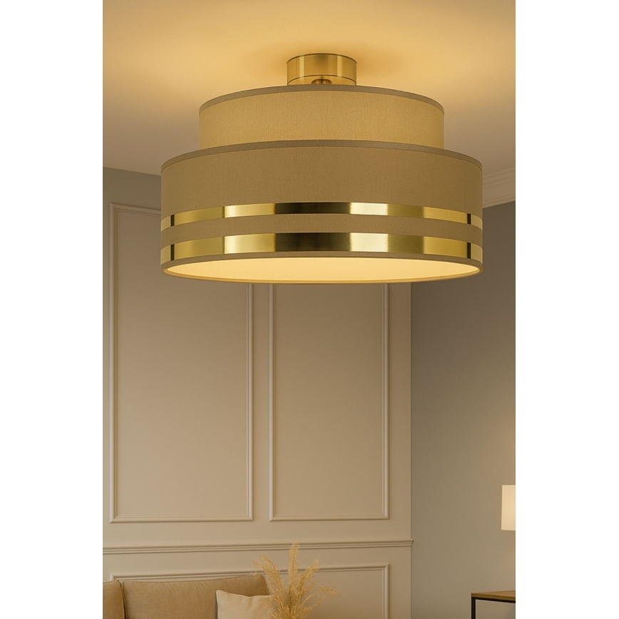 Taklampa TAMI 1xE27/60W/230V diameter 40 cm brun/guld