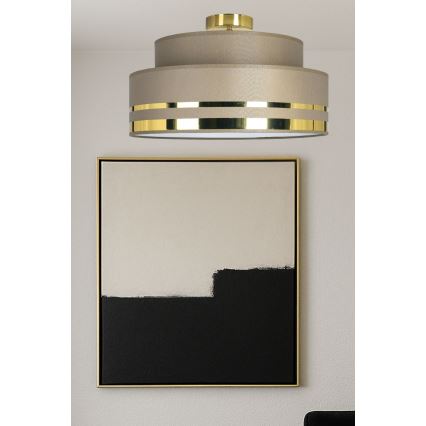 Taklampa TAMI 1xE27/60W/230V diameter 40 cm brun/guld