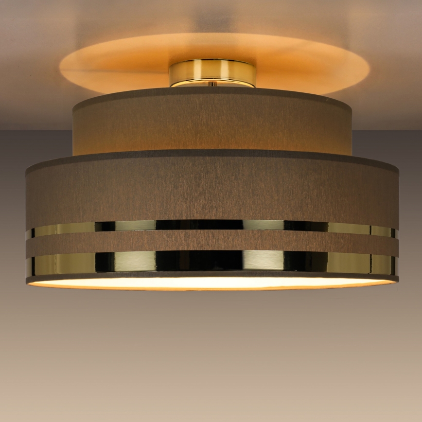 Taklampa TAMI 1xE27/60W/230V diameter 40 cm brun/guld