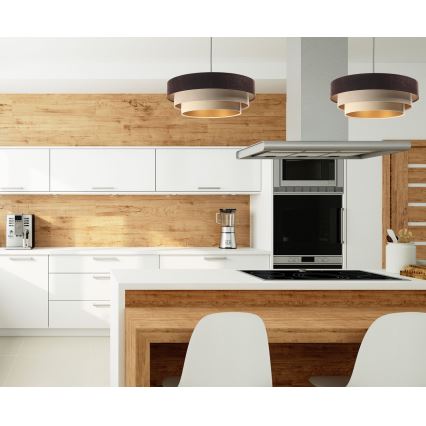 Taklampa på kabel TRINITI 1xE27/60W/230V brun/beige/guld