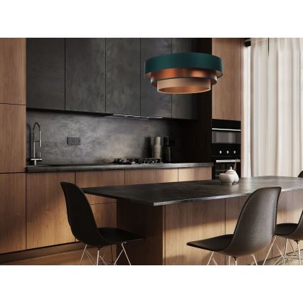 Taklampa på kabel TRINITI 1xE27/60W/230V grön/koppar