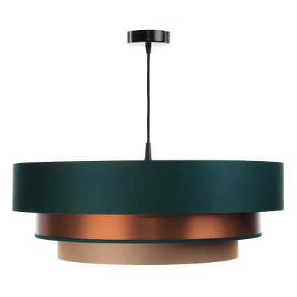 Taklampa på kabel TRINITI 1xE27/60W/230V grön/koppar