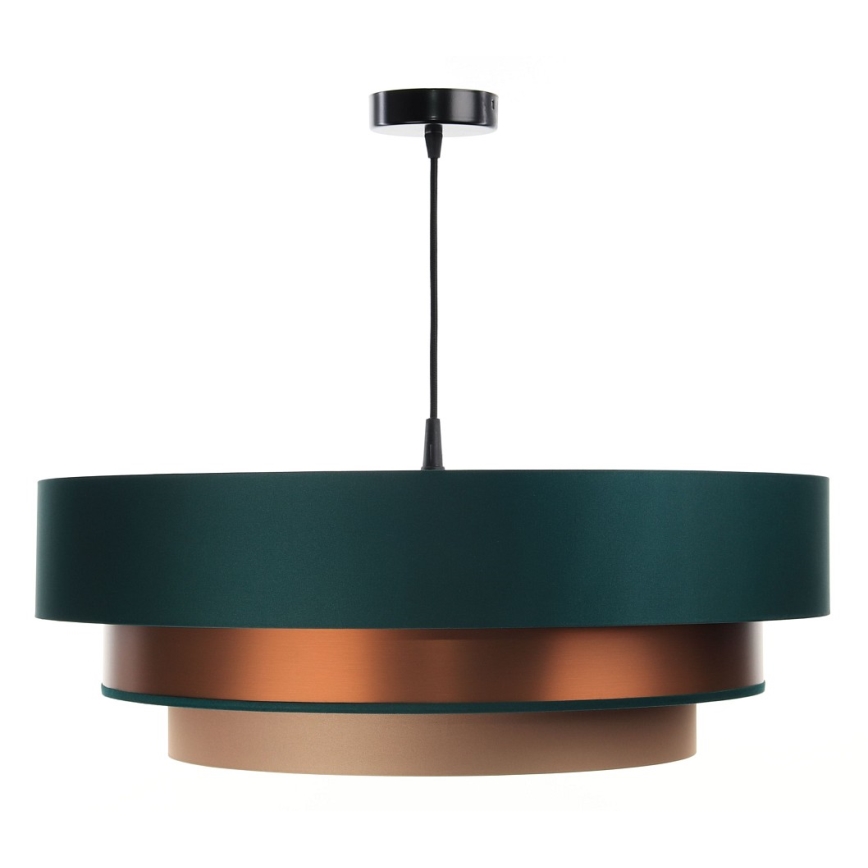 Taklampa på kabel TRINITI 1xE27/60W/230V grön/koppar