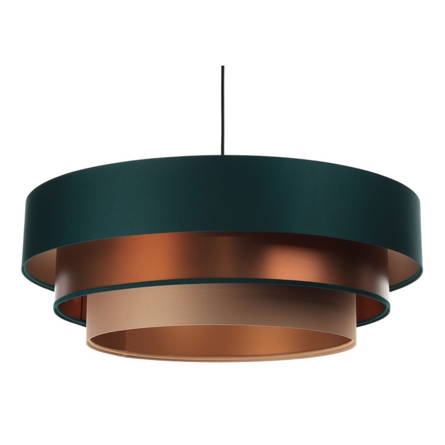 Taklampa på kabel TRINITI 1xE27/60W/230V grön/koppar