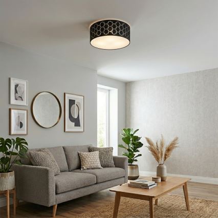 Taklampa ULLE 1xE27/15W/230V Ø 35 cm svart