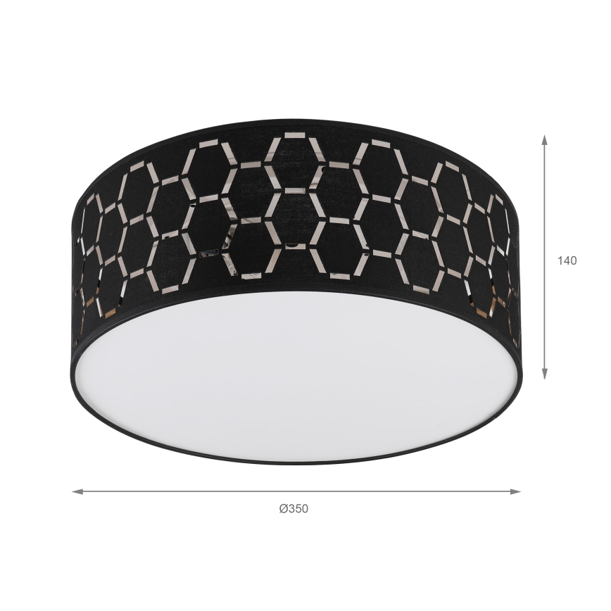 Taklampa ULLE 1xE27/15W/230V Ø 35 cm svart